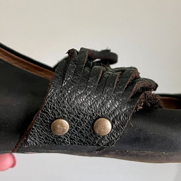 Fly London Woman's Black  LAFF Peep Toe Ballerina Shoes Size 7 - Picture 4 of 16